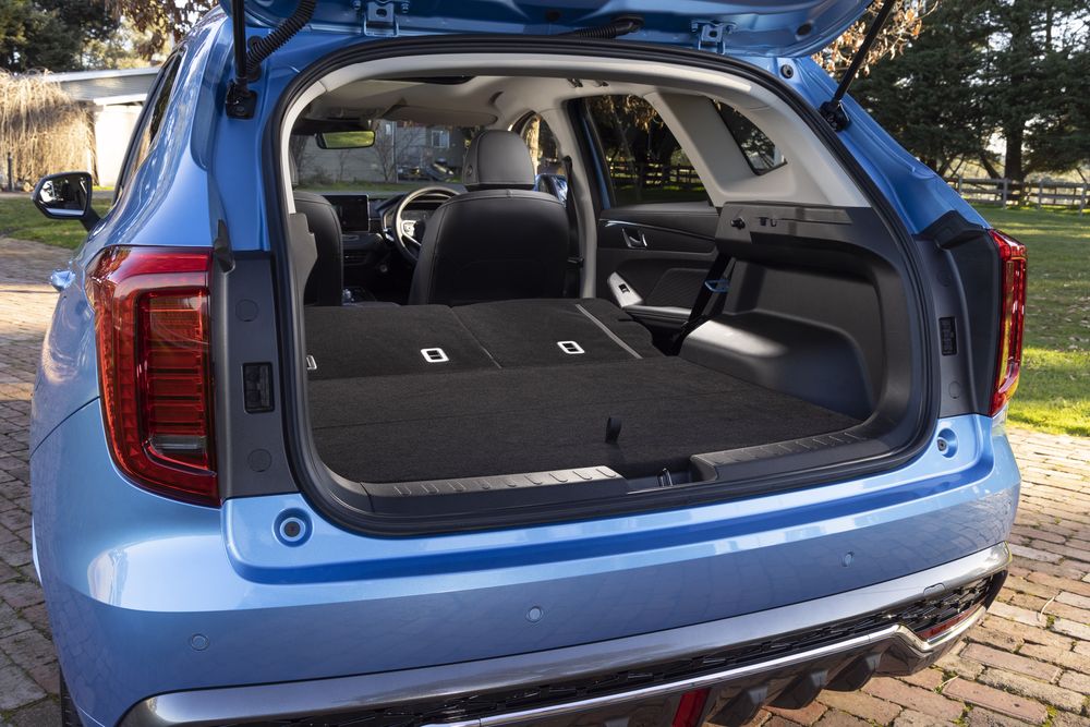 The GWM Haval Jolion with the boot open and back row seats folded down