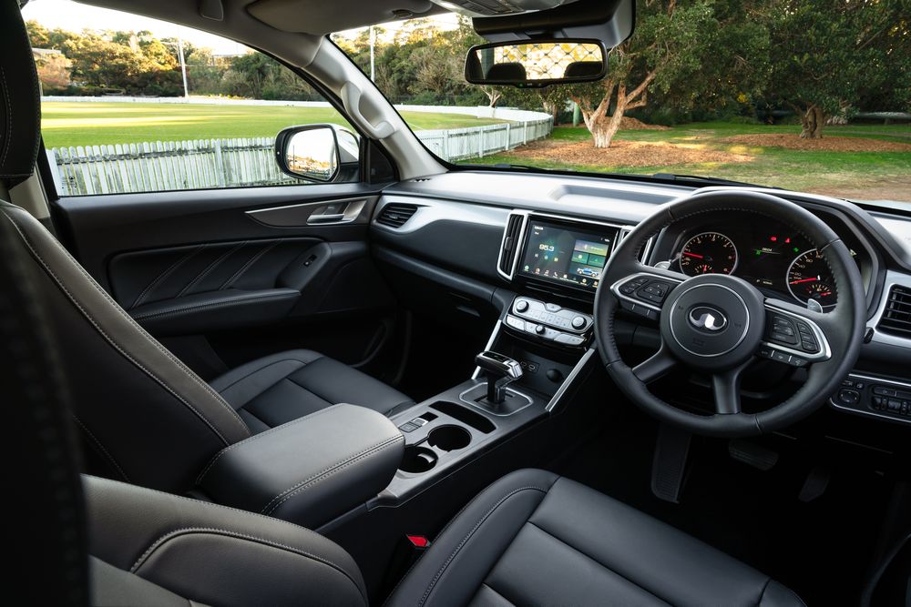 Interior of the GWM Ute Cannon CC showcasing the front row and the dash